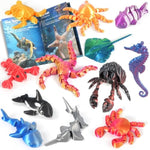 12 Pack 3D Printed Animal Toys, Desk Pets Sea Animal Toys With Educational Booklet For Kids Age 3 4 5 6 7 8, Ocean Animals Figurines Fidget Toy Birthday Gifts Office Desktop Home Decoration