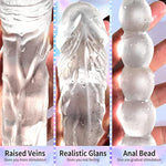 Double Ended Dildo 18.89 Inch Anal Beads With Veins And Glans For Anal Vagina Stimulation Double Side Cock Prostate Massager Sex Toy For Lesbian Men Women Transparent