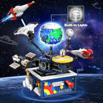 Planet Rotatable Space Sets With Light - Earth & Moon Space Exploration Building Toys With Shuttle Spaceship Science Kits Building Blocks Gifts For Kids Age 8+ Years Old Boys Girls(554 Pcs)