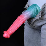 Horse Dildo Long Monster Dildos With Suction Cup, 9.7Inch Pink Silicone Dragon Penis With Big Balls Fantasy Anal Dildo Sex Toys For Couples Strap On