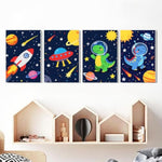 4 Pack Space Paint by Numbers Kit for Kids with Frame and Easel
