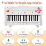 37 Keys Kids Keyboard Piano, Kids Piano Wooden Toy With Stool, Diy Stickers, Song Book, Cover, Education Musical Instruments For Girls&Boys Ages 3+