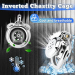 Inverted Chastity Cage With Invisible Lock Negative Cock Cage With Urine Tray And 7 Ventilation Holes Sex Toys Male Chasity Device To Restrain Man'S Penis Steel Bondage Gear (1.96In,Belt)