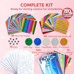 Foil Art Kit for Kids, Mess-Free Coloring & Foil Sticker Craft Set Ages 4+