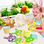 16 Pack Easter Bunny Mask Craft Kit for Kids, DIY Foam Rabbit Masks with Stickers