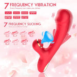 Vibrator Sex Toys For Women - 3In1 Red Rabbit Vibrators Adult Toys With 7 Flapping & Vibrating & Suck, G Spot Anal Thrusting Dildo, Clitoral Vibrater For Female Couples Rose Sex Toy Games