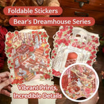 4 Pcs Foldable 3D Sticker Scene Kits with Tweezers, Build Your Bear Dreamhouse