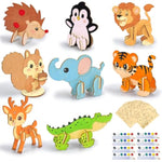 8 Pack Wooden Animal Painting Crafts for Kids Ages 4-8, Perfect for Party Favors and Class Rewards