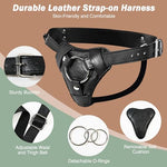 Strap On Harness Adult Sex Toys for Women Men Pegging Dildo, Strapon Dildo Harness Adjustable Waist Thigh Leather Belt with Metal O-Rings for Lesbian Gay Couples Intimate Vaginal Anal Play