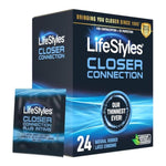 LifeStyles Closer Connection Natural Rubber and Lubricated Thin Latex Condoms, 24 Count, Triple Tested (Pack of 1)