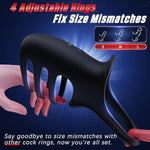 Vibrating Cock Ring With Adjustable Penis Sleeve - 10 Vibration Modes Adult Sex Toys For Men Couples, Penis Ring Vibrator, G Spot & Testicle Stimulator, Girth Enhancer For Him & Her Pleasure