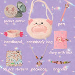 Axolotl Gift Set with Crossbody Bag, Diary, Pen, Jewelry, Mirror & Headband
