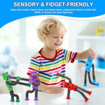 Robot Suction Cup Toys Pop Tubes | 6 Pcs-Stretchy Sensory Fidget Toys For Kids Ages 3+ | Perfect For Travel, Party Favors,Autism, Stress Relief Stocking Stuffers