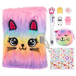 Cat Diary With Lock And Keys For Girls,Plush Secret Journal For Kids With 160 Lined Pages,Hardcover Fluffy Locking Notebook For Writing And Drawing,Cute Fuzzy Stationary Gifts For Girls Ages