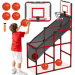 Arcade Basketball Game Set Height Adjustable Easy Set Up With 4 Balls And Hoop Game For Kids 3 To 12 Years Old Indoor Outdoor Sport Play, Air Pump Included, Toys For Boys 5-7 Competition