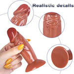 Realistic Dildo, Sex Toys For Beginners, Anal Plug For Women, Lesbians, Men, Gay And Couple (4.5" Brown)