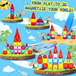 Mini Magnetic Tiles For Kids, Magnetic Building Set, Construction Stem Travel Toys For Boy Girl Ages 3+, Montessori Preschool Learning Educational Sensory Magnet Creative Toy Gift For Toddlers, 32 Pcs