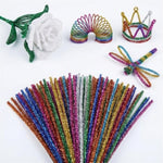 100 Pcs Glitter Pipe Cleaners, 10 Colors, 12 Inch Chenille Stems for Crafts