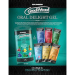 Doc Johnson GoodHead - Oral Delight Gel - 6 X 0.24 oz. Packets - Blue Raspberry, Cherry, Chocolate Mint, Cotton Candy, French Vanilla, Pineapple