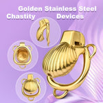 Golden Chastity Cage Male Chastity Devices With 49Mm Ring Couples Bondage Gear & Accessories Cock Cage Adult Toys Male Sex Toys