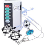 Electric Shock Nipple Clamps And Anal Plug Toys Set Adjustable Current Level, Nipple Clips For Pleasure Sex ?White Set?