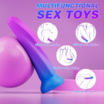 Soft 6-Inch Silicone Dildo With Suction Cup – Slim G-Spot & Prostate Toy For Beginners, Small Fantasy Anal & Butt Plug For Men And Women, Purple Blue