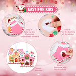 48 Pcs Pink Gingerbread House Christmas Craft Kits, DIY Tree Ornaments for Kids