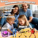 4Pcs Transformable Fidget Spinners For Kids Fidget Toys Teens Adults Sensory Toys With Autism Adhd Stocking Stuffers Bulk Gifts For Boys Girls Party Favors Travel Activities