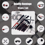 Sex Bondage Restraints Bdsm Kit, 10Pcs Bed Restraint Sex Rope Adult Sex Toys For Couples, Sex Restraints Set With Blindfold Collar Handcuffs Whip Ball Gag Nipple Clamps Adult Sex Games Foreplay