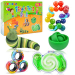 5Pcs Fidget Toys Adults Pack,Easter Basket Stuffers For Teens Boys,Autism Sensory Toys With Fidget Spinner Slug Magnetic Rings,Squishy Fidget Toys Adhd Stress Relief,Party Favor For Kid-G