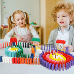1000 Pcs Dominoes Set For Kids With Extra 11 Blocks, Wooden Building Blocks 10 Colors Dominoes Racing Tile Games Educational Toy For Kids Birthday Party With Storage Bag