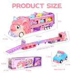 Car Toys For Kids 3-5, Carrier Truck Toy Gifts For 3 4 5 6 7 Year Old Girls, Foldable Race Track Monster Trucks With 6 Mini Cars, Birthday Gifts For Kids Girls 4-6