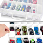 Double Sided Toy Storage Organizer Case For Hot Wheels Car, For Matchbox Cars, For Mini Toys, For Small Dolls. Carrying Box Container Carrier With 48 Compartments - Upgrade (Box Only)