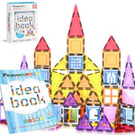PicassoTiles 21pcs Magnetic Tiles Magnet Toys Building Blocks Construction Set with 110+ Pages IdeaBook STEM Learning Playset Toddlers Educational Fun Play Kids Boys Girls Sensory Toys Ages 3+ PT03