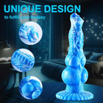 Silicone Monster 2 Knots Dildo Big With Suction Cup, 9 Inch Soft Large Fantasy Animal Horse Wolf Dildo Long Anal Plug, Huge Dragon Penis Blue Xl Dog Knot Dildo Thick Sex Toys For Women Lesbians Gay