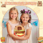 Hamburger Capybara Plush Capibara Stuffed Animal Plushies Toys Hugging Gifts For Kids Brown Plush Wear Soft 9 Inch