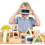 16 Pcs Large Wooden Rainbow Building Blocks for Toddlers, Stacking & Sensory Toy