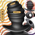 Anal Plug Hollow Ribbed Butt Plug Trainer For Comfortable Wear Hive Ass Tunnel Prostate Massager Sex Toy With Curved Base For Women Men Black (L)