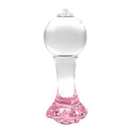 Pink Rose Glass Anal Butt Plug Trainer Crystal Anal Plug Anal Sex Toy Transparent Butt Plug Anal Toys For Men Women Lover Anal Expander Training Sex Toys Anus Dilator Dildo (M)