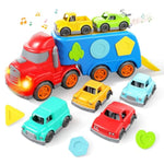 4-In-1 Carrier Transport Truck Toys W/Lights And Sounds Activity Truck, Toy Vehicle Playsets W/Shape Sorter, Birthday Gifts For Toddlers Kids Age 2 3 4 5 6 7+?Christmas Great Gifts For Grandkids