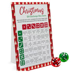 Exchange Dice Game, One Instruction Standing Sign With 2 Dice, Christmas Group Party Game, Xmas Gift Swap Game-Sdge02