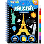 Foil Art Craft Kit for Kids, Sparkly DIY Stamping Activity Set for Boys & Girls