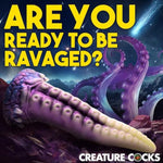 Astropus Tentacle Silicone Dildo For Men, Women & Couples. Fantasy Dildo & Strong Suction Cup Base. Harness Compatible, Stimulating Textures. 1 Piece, White & Purple.