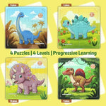 4In1 Dinosaur Puzzles For Kids Ages 3-5 4-6 | Dinosaur Toys For Kids 3-5 | Jigsaw Puzzles For Toddlers | Preschool Learning & Educational Toys | Christmas Birthday Gifts