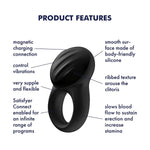Signet Ring Vibrating Cock Ring With App Control - Vibration Silicone Penis Ring For Longer, Harder, Stronger Erections - Compatible With App, Waterproof, Rechargeable