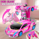 Transform Rc Cars Toys For Kids 4 5 6 7 8, 2.4Ghz Princess Remote Control Car Robot One-Button Deformation, 360° Rotation Transforming Cool Toys For Girls Birthday Gifts