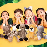 10 Pieces 10 Inches Plush Safari Stuffed Animals Toy Set For Girls And Boys Elephant Giraffe Lion Tiger Monkey Rhinoceros Zebra Leopard Hippo For Baby Shower Jungle Animal