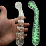 Luminous Crystal Glass Dildo Anal Butt Plug Wand Adult Sex Toy, Curved Design Dildo Anal Plugs G-Spot Stimulator Waterproof Smooth Adult Sex Products For Men And Women Couples