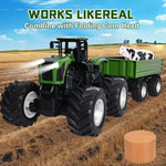 Remote Control Tractor Toy With Rc Trailer -23.6 Inches 1/16 Scale Rc Monster Truck- 2.4Ghz Toddlers Farm Vehicle Toys Set For Boys Girls Kids Ages 3-8 Year Old Birthday Gift