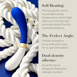 goop Wellness G-Spot Vibrator | Self-Heating Massager to Relax Muscles & Promote Blood Flow | 10 Vibrating Patterns | Water Resistant | Clitoral Stimulator | Phthalate, Latex, & BPA Free